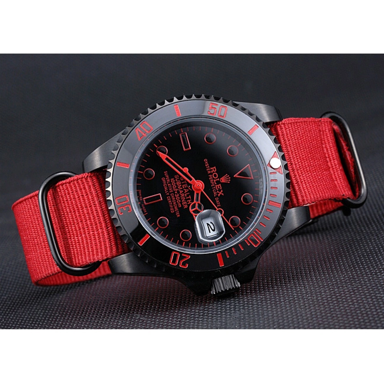 Rolex copies cheap Strap Nylon Red Rolex 622010 Stealth Submariner 0527